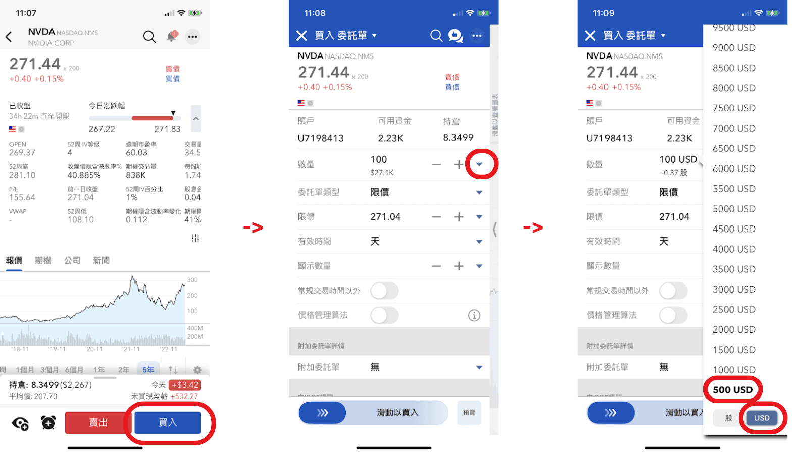 盈透證券如何下單購買小數股3