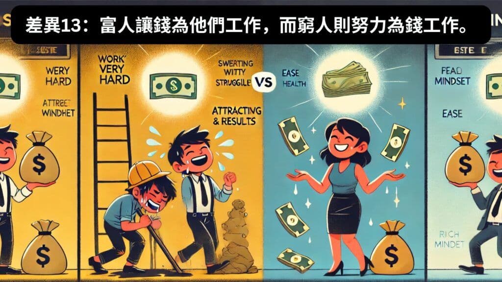 差異13:富人讓錢為他們工作,而窮人則努力為錢工作。