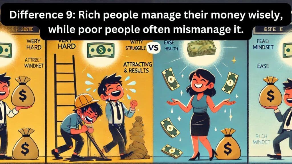 Difference 9: Rich people manage their money wisely, while poor people often mismanage it.