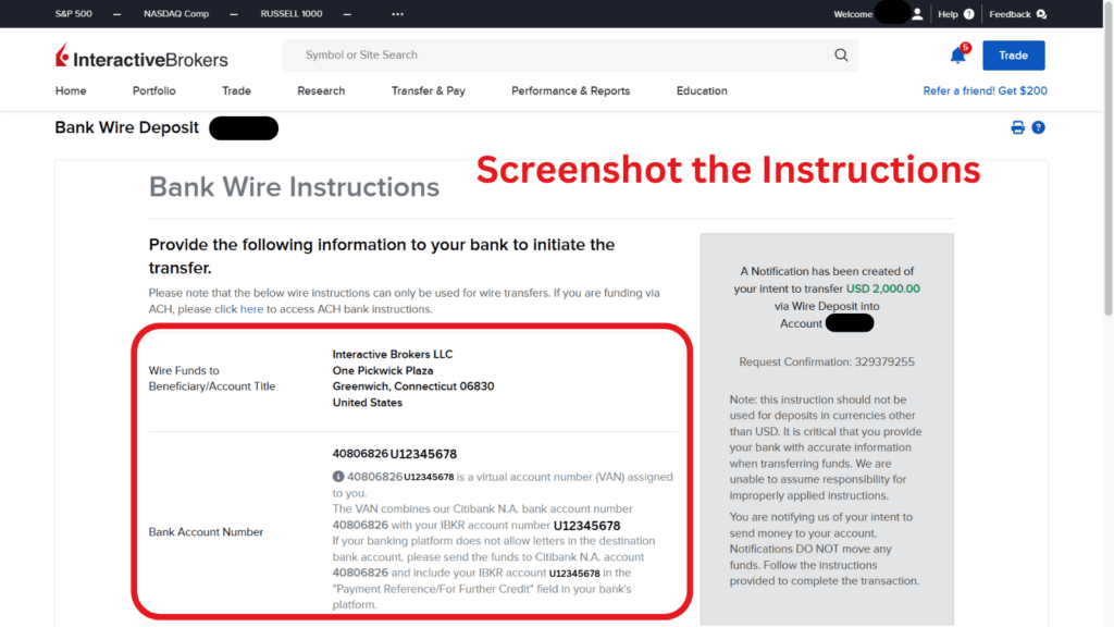 Create a deposit notification 6