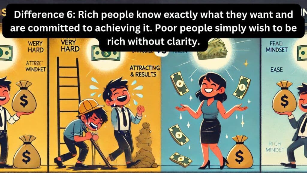 Difference 6: Rich people know exactly what they want and are committed to achieving it. Poor people simply wish to be rich without clarity.