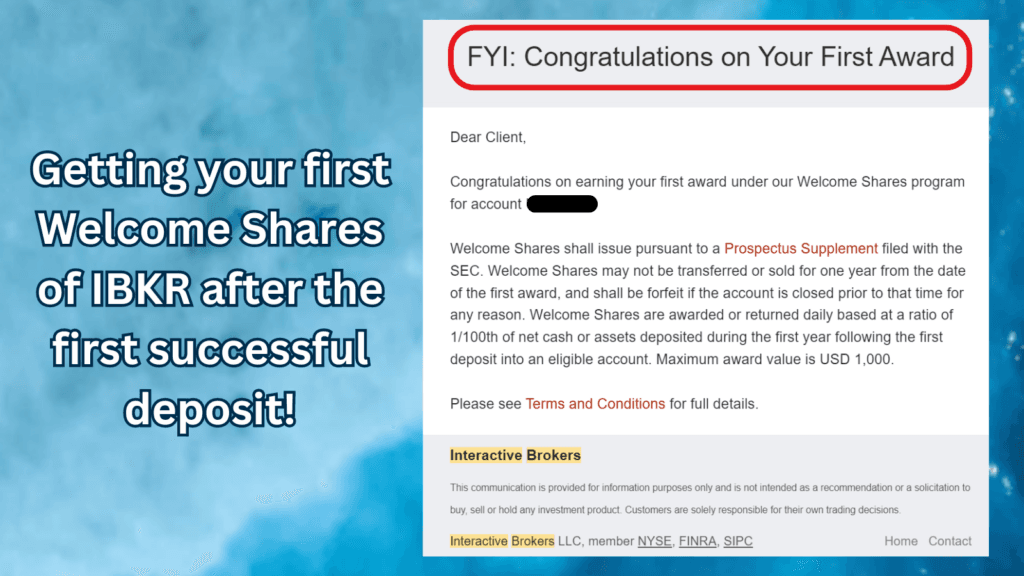 Getting your first Welcome Shares of IBKR after the first successful deposit